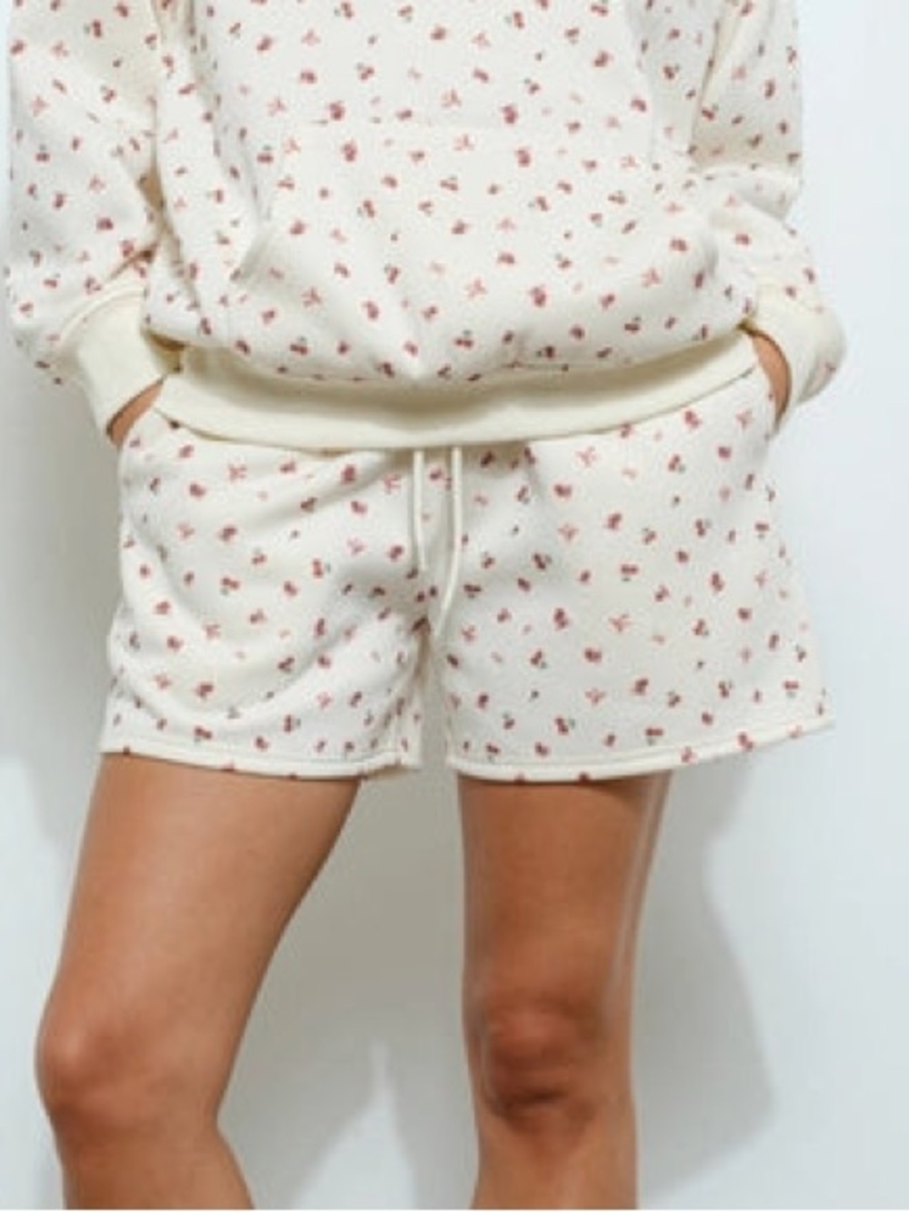 Pretty Garbage Cherry Bow Cottagecore Drawsting Sweat Shorts NWOT Size Small